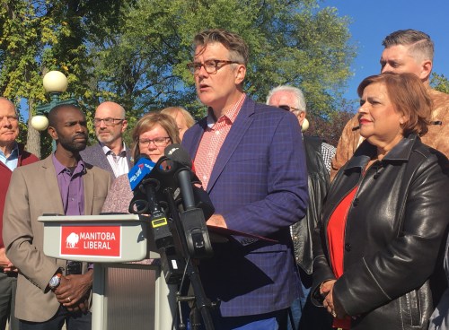 The Canadian Press
Manitoba Liberal Leader Dougald Lamont speaks in Winnipeg on Sunday as he released his party’s full platform.