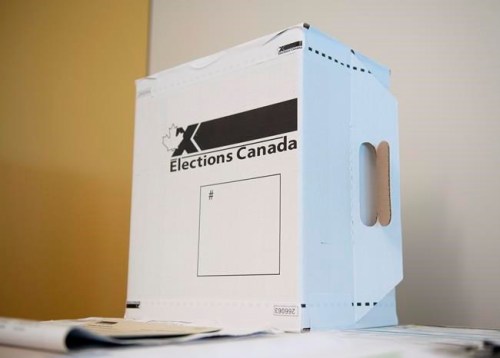 A sample ballot box is seen at Elections Canada's offices in Gatineau, Que., Friday, Sept. 20, 2019. THE CANADIAN PRESS/Justin Tang