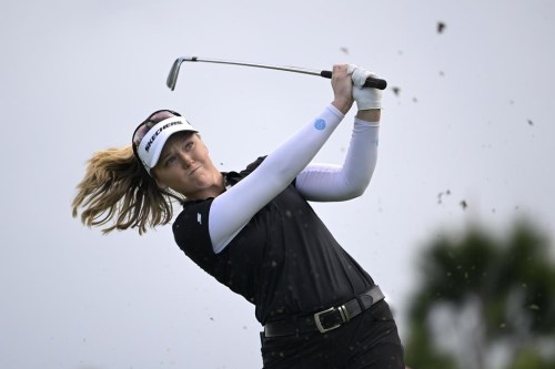 Brooke Henderson, of Canada, tees off on the ninth hole during the first round of the LPGA Pelican Women's Championship golf tournament at Pelican Golf Club, on November 11, 2022, in Belleair, Fla. THE CANADIAN PRESS/AP, Phelan M. Ebenhack