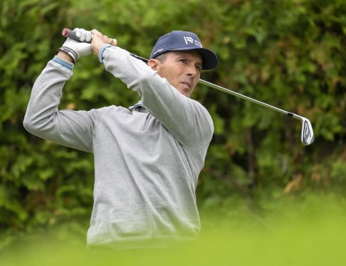 Mike Weir of Canada watches his tee shot on the 13th hole during the first round of the Canadian Open in Toronto on Thursday, June 9, 2022. The Canadian golfing great closed the Toronto Stock Exchange on Thursday evening. THE CANADIAN PRESS/Frank Gunn