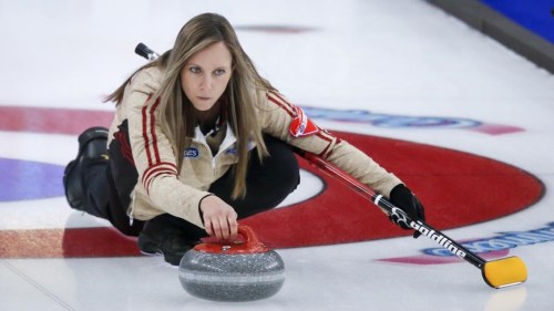 Team Ontario skip Rachel Homan makes a shot against Team Wild Card 1 at the Scotties Tournament of Hearts in Calgary, Alta., Friday, Feb. 26, 2021. Rachel Homan defeated South Korea's Eun Ji Gim 6-2 on Wednesday night at the Grand Slam of Curling's Masters competition. THE CANADIAN PRESS/Jeff McIntosh