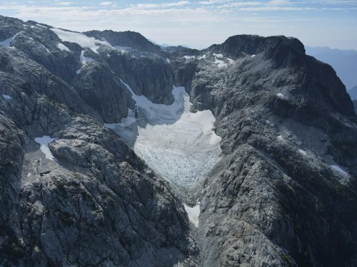 The Coquitlam Glacier is shown in this 2022 handout photo. On a mountain high above the residents of Metro Vancouver, tucked inside a north-facing gully, the region's last remaining glacier is disappearing fast. The Coquitlam Glacier has survived 4,000 to 5,000 years thanks to its sheltered location on the east side of the Coquitlam watershed. THE CANADIAN PRESS/HO - Metro Vancouver