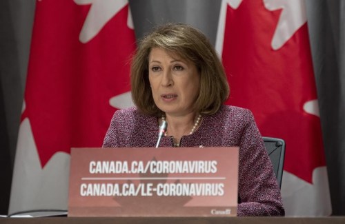 Chief science advisor Mona Nemer speaks during a news conference, Thursday, April 23, 2020 in Ottawa. Nemer released the recommendations of a taskforce established in the summer to respond to post-COVID condition, or long-COVID, today ahead of the release of her full report. THE CANADIAN PRESS/Adrian Wyld