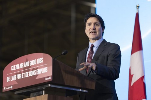 Prime Minister Justin Trudeau speaks at the General Motors CAMI production plant in Ingersoll, Ont., on Monday, December 5, 2022. With cross-border auto tensions now in the rear-view mirror, Prime Minister Justin Trudeau is talking about Canada’s next big bilateral challenge: head-to-head economic competition with the United States.THE CANADIAN PRESS/Nicole Osborne