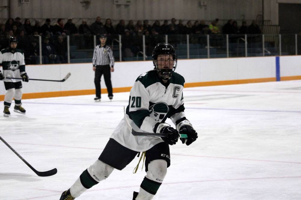 Grade 12 student and third year forward Logan Chapman is the captain for the Dauphin Clippers this season. (Lucas Punkari/The Brandon Sun)