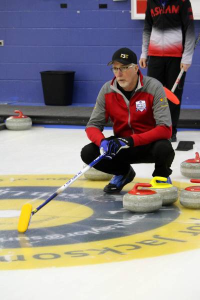 Dale Brooks and his rink from Hamiota captured their first Westoba Credit Union Masters Super League title on Thursday afternoon at the Brandon Curling Club. (Lucas Punkari/The Brandon Sun)