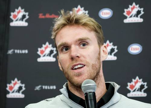 Connor McDavid speaks to the media at Hockey Canada’s National Teams orientation camp in Calgary on Aug. 27. Bruce Penton explains why McDavid’s re-signing with the Edmonton Oilers is a good deal for the team. (The Canadian Press)