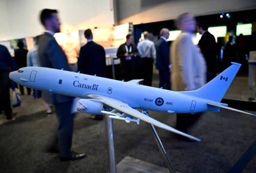 A scale model of the Boeing P-8 Poseidon is seen at the CANSEC trade show in Ottawa in 2023. (Justin Tang/Winnipeg Free Press files)