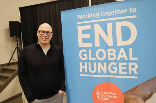 Dale Friesen, the regional representative for Manitoba and northwest Ontario at the Canada Foodgrains Bank, is seen after a meeting at the McDiarmid Drive Alliance Church in Brandon last week. Friesen presented on his trip to Kenya in February, where he met people who are benefitting from projects that the bank supports. (Connor McDowell/The Brandon Sun)