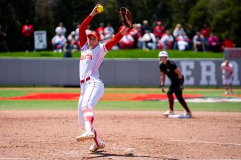 JIM PIERCE / BOSTON UNIVERSITY ATHLETICS
                                Boissevain&rsquo;s Danika Nell pitched 3 2/3 scoreless innings as Boston University clawed back to avoid an upset against the Lafayette Leopards in the first game of the Patriot League softball championship last Thursday.