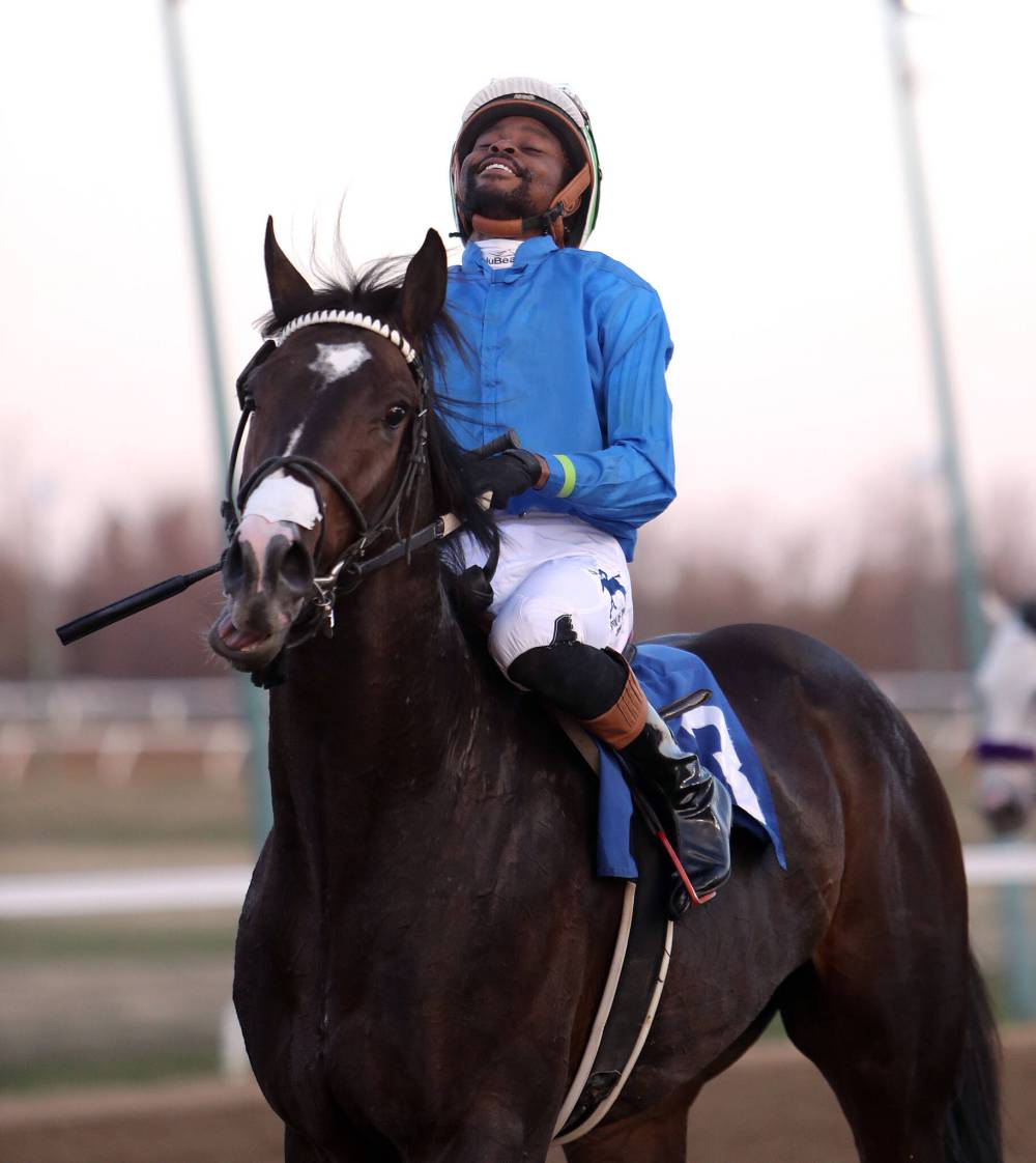 JASON HALSTEAD / ASSINIBOIA DOWNS
                                Prime Suspect and jockey Antonio Whitehall won Wednesday&rsquo;s race by an impressive six lengths.