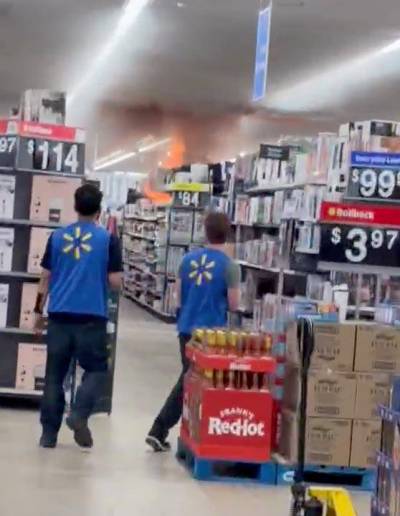 A fire broke out at the Walmart in Winnipeg&rsquo;s St. Vital Centre mall on Monday. (Supplied)