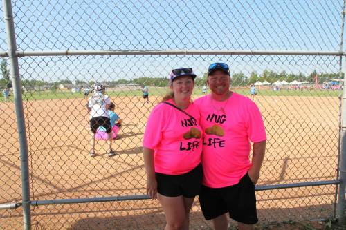 The fourth edition of the Nuggets&rsquo; Memorial Ball Tournament was the best running of the event yet, raising thousands of dollars for local sports programs. Organizers Heather and Darren Sicinski are shown at the diamond in July. (Boissevain Recorder)