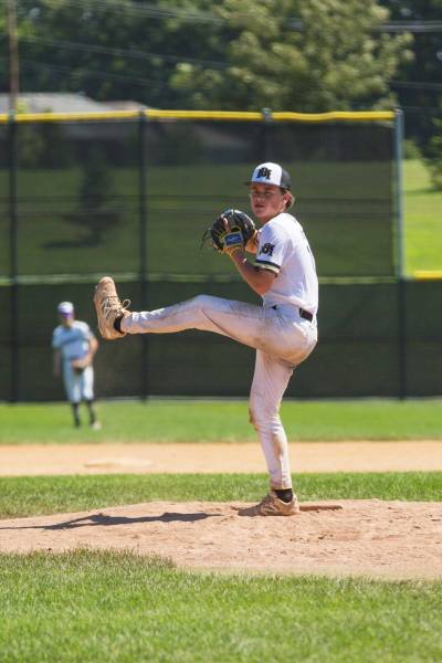 Beckett Boguski winds up for a pitch while playing for team Manitoba against Pueblo West at the Mid-Summer Classic in Sioux Falls on July 12, 2026 (submitted).